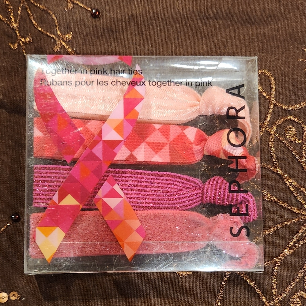 Sephora together in pink ribbon hair ties 4 count set